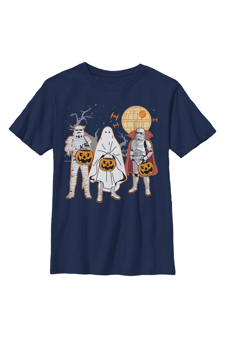 Boys' Stormtroopers Trick Or Treat Season Short Sleeve Graphic T-shirt, Main, color, Navy Blue