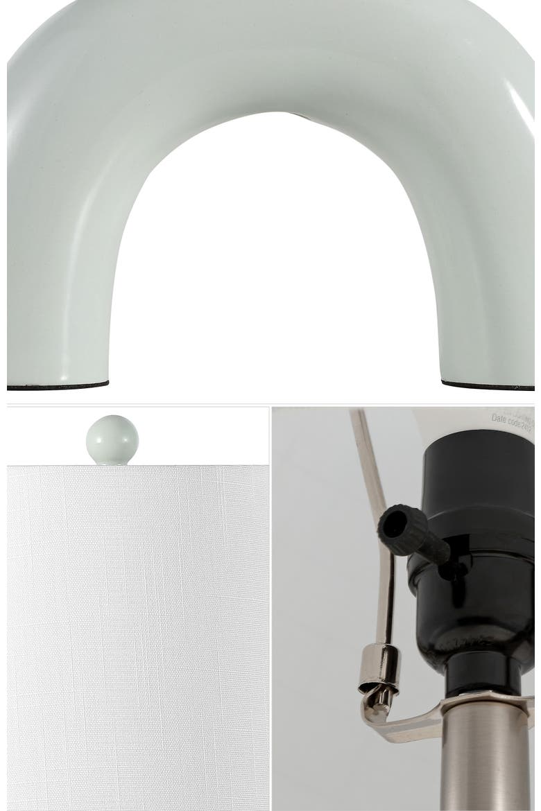 Zadie 17.75" Scandinavian Minimalist Ceramic Arch LED Table Lamp, Alternate, color, Blue Gray