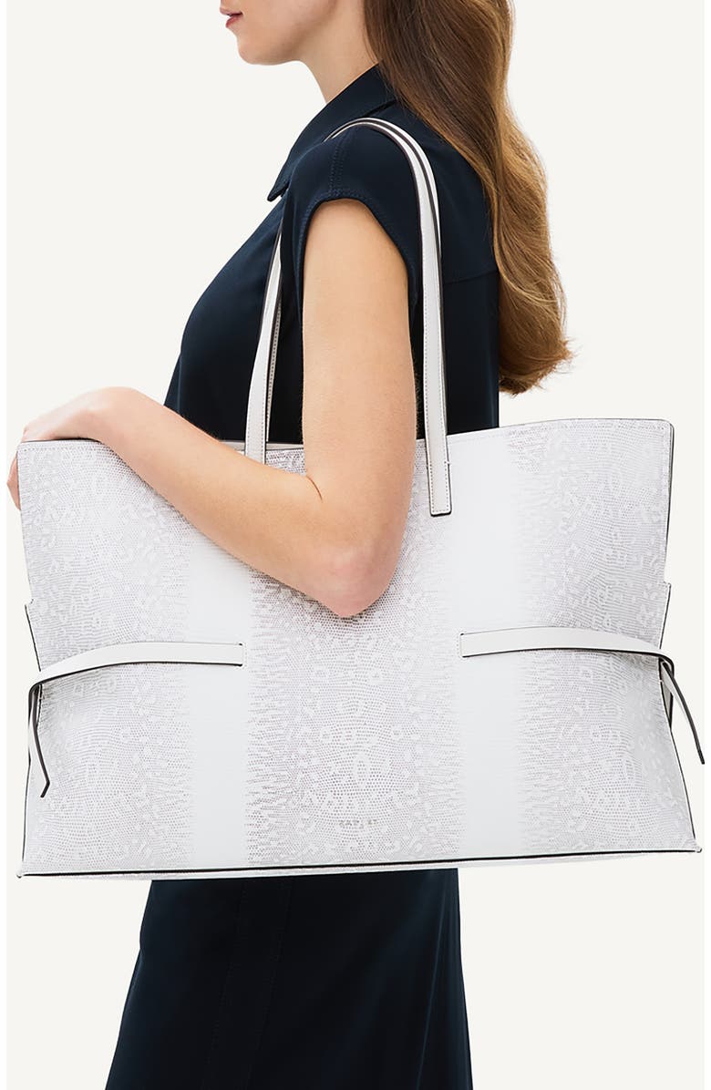 Radley Large Fleet Street Lizard Embossed Leather Tote, Alternate, color, Bright White