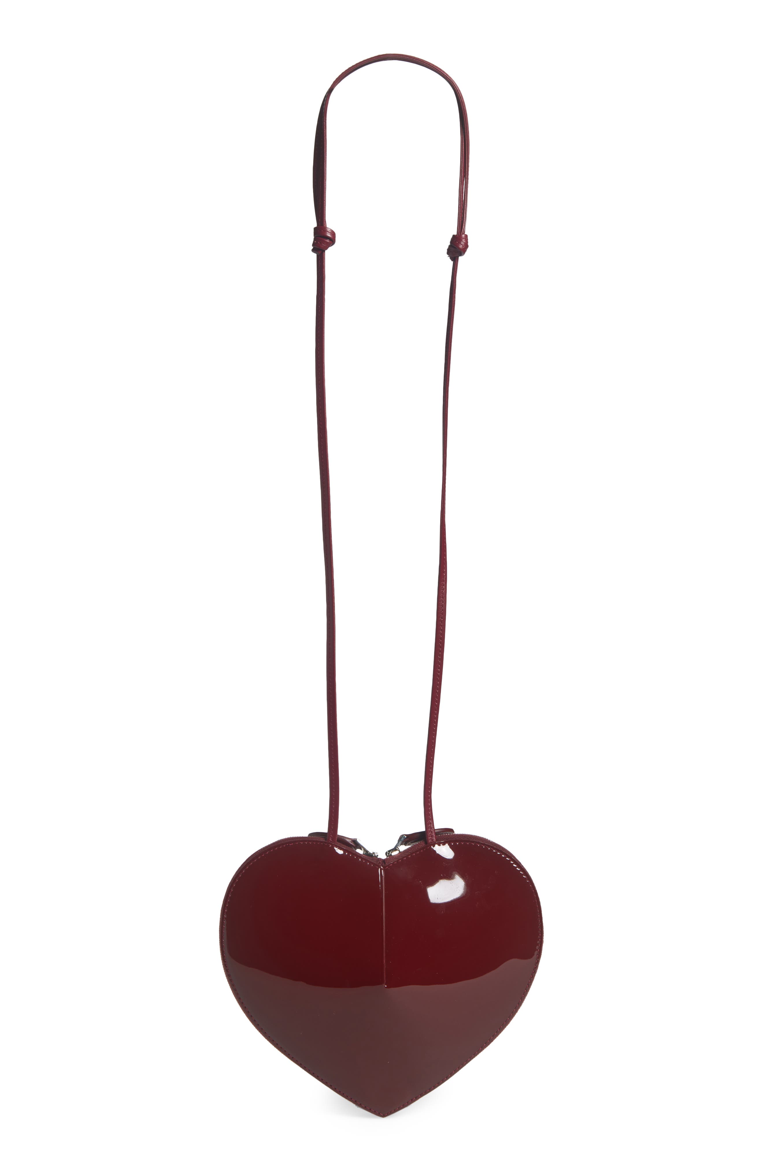 Alaïa Le Coeur Patent Leather Crossbody Bag, Alternate, color, 325 Rouge Grenat