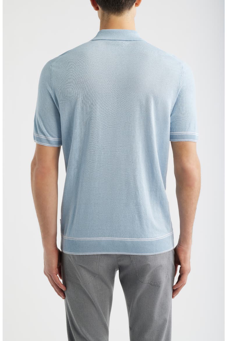 Norbertino Cotton Short Sleeve Tipped Sweater, Alternate, color, LIGHT/ PASTEL BLUE