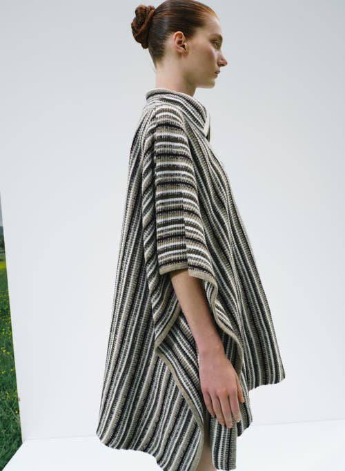 Labeca London Juniper Striped Wool Cape In Black