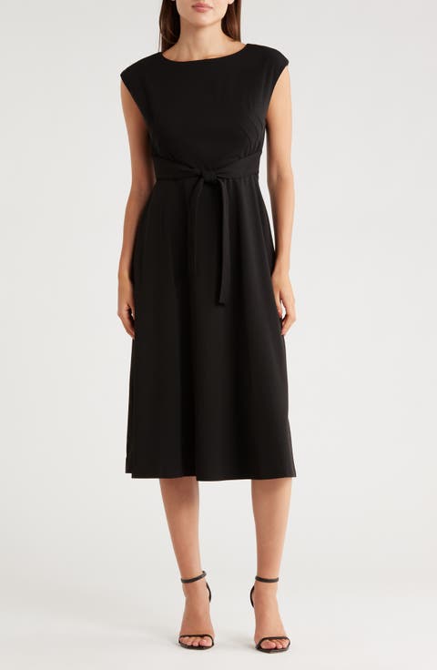Cap Sleeve Scuba Crepe Midi Dress