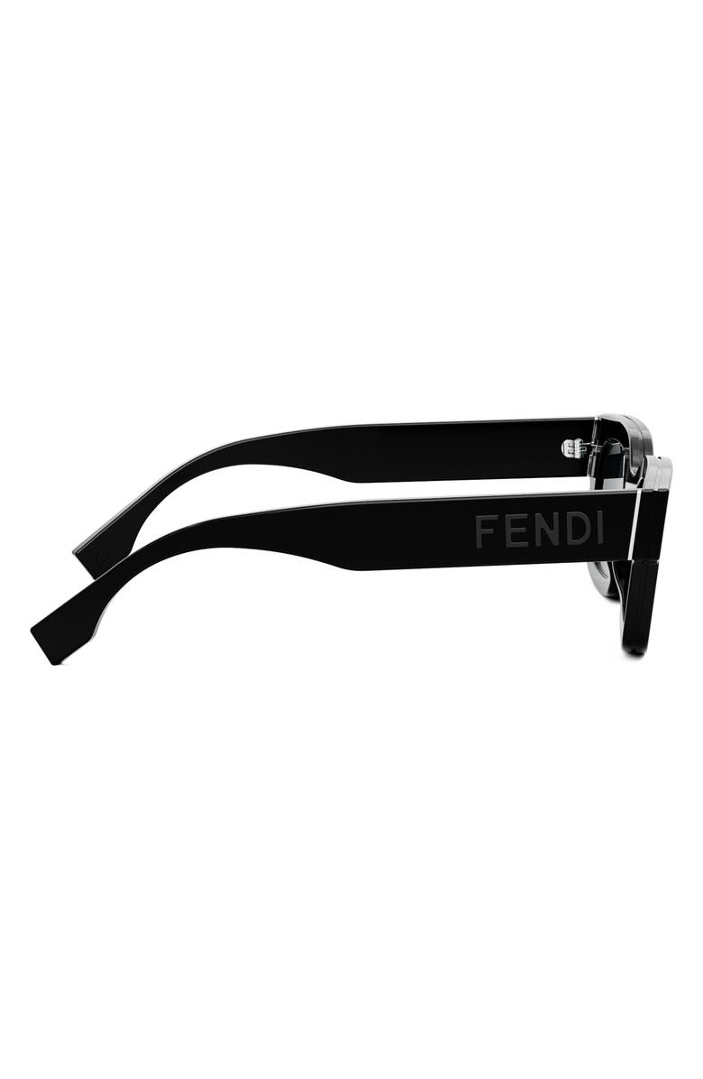 Fendi 'Fendi Signature 50mm Rectangular Sunglasses, Alternate, color, Shiny Black / Blue