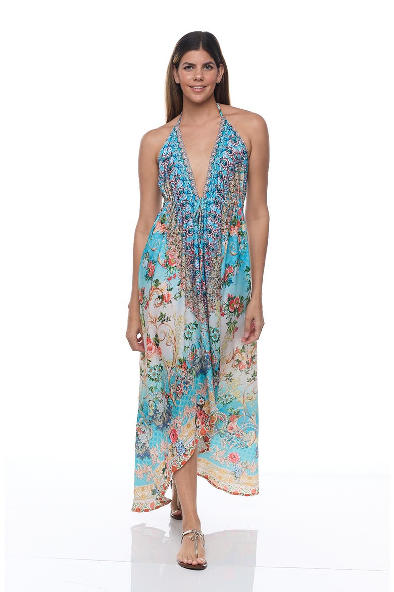 Halter Maxi Dress, Alternate, color, BLUE