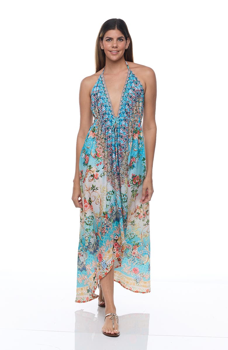 RANEES Halter Maxi Dress, Alternate, color, Blue