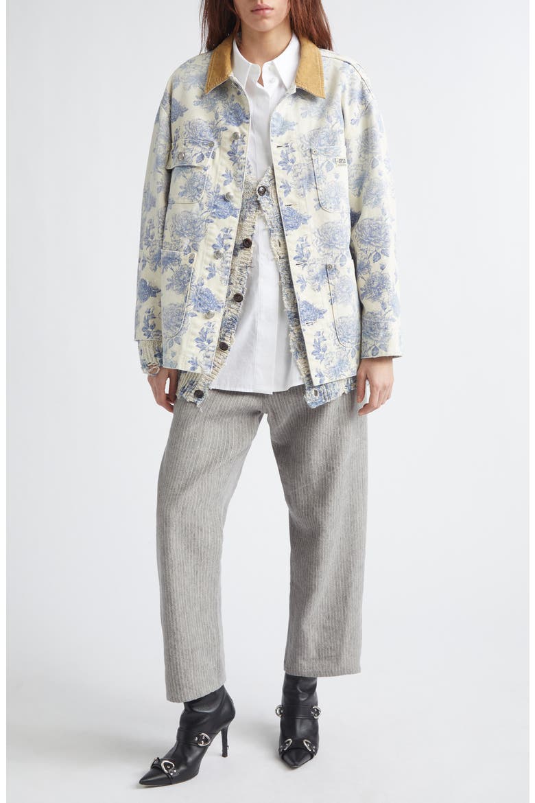 Relaxed Floral Chore Jacket, Alternate, color, DUSTBLOOM INDIGO