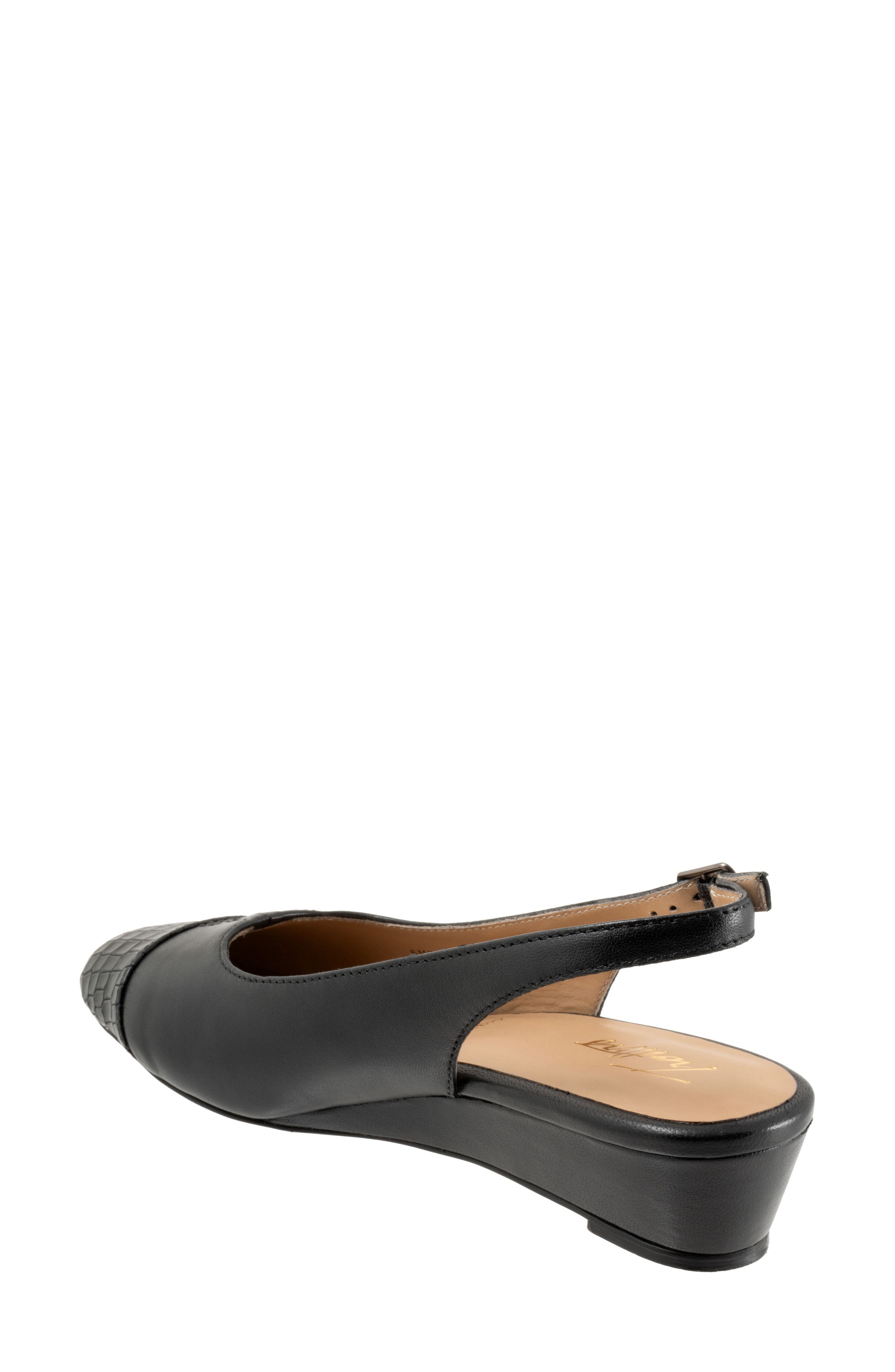 Dea Slingback Cap Toe Wedge Pump, Alternate, color, BLACK CROCO