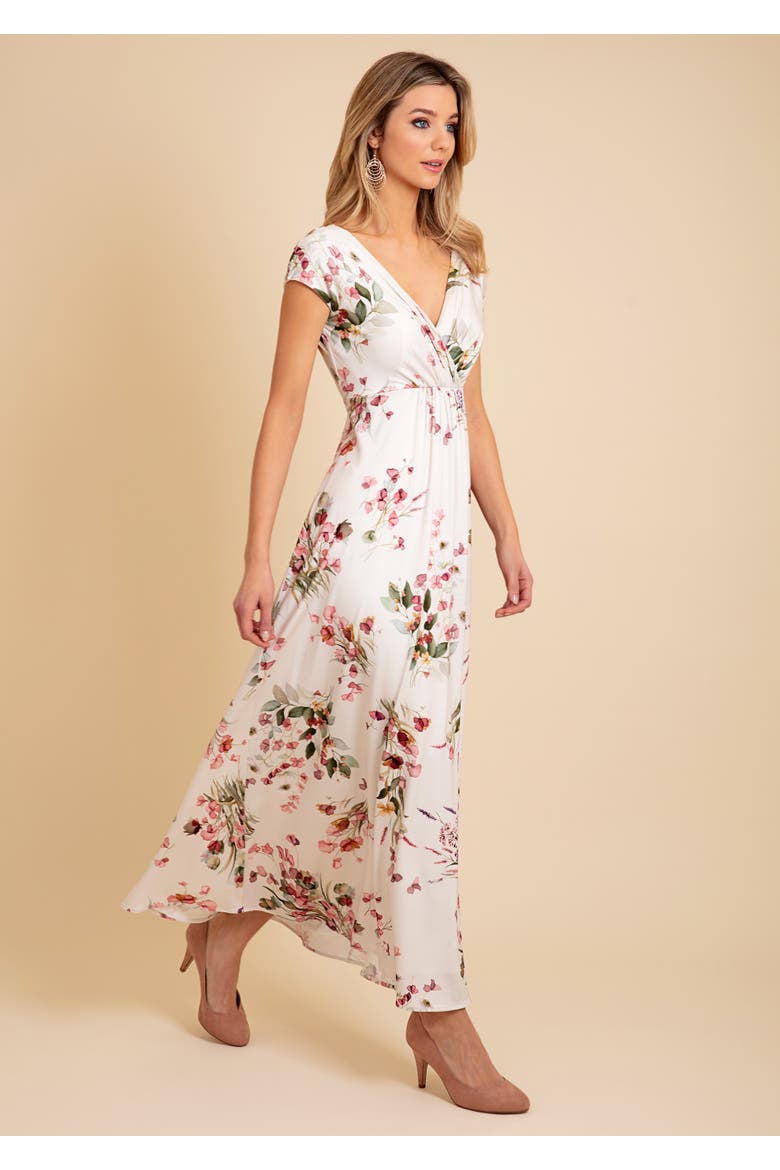 Sophia V-Neck Short Sleeve Maxi Dress, Alternate, color, Petal Pink Floral