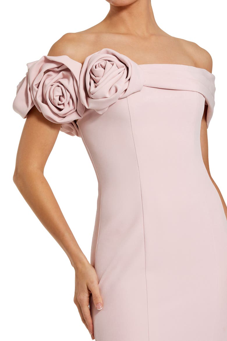 Off The Shoulder Crepe Mermaid Gown, Alternate, color, Vintage Rose