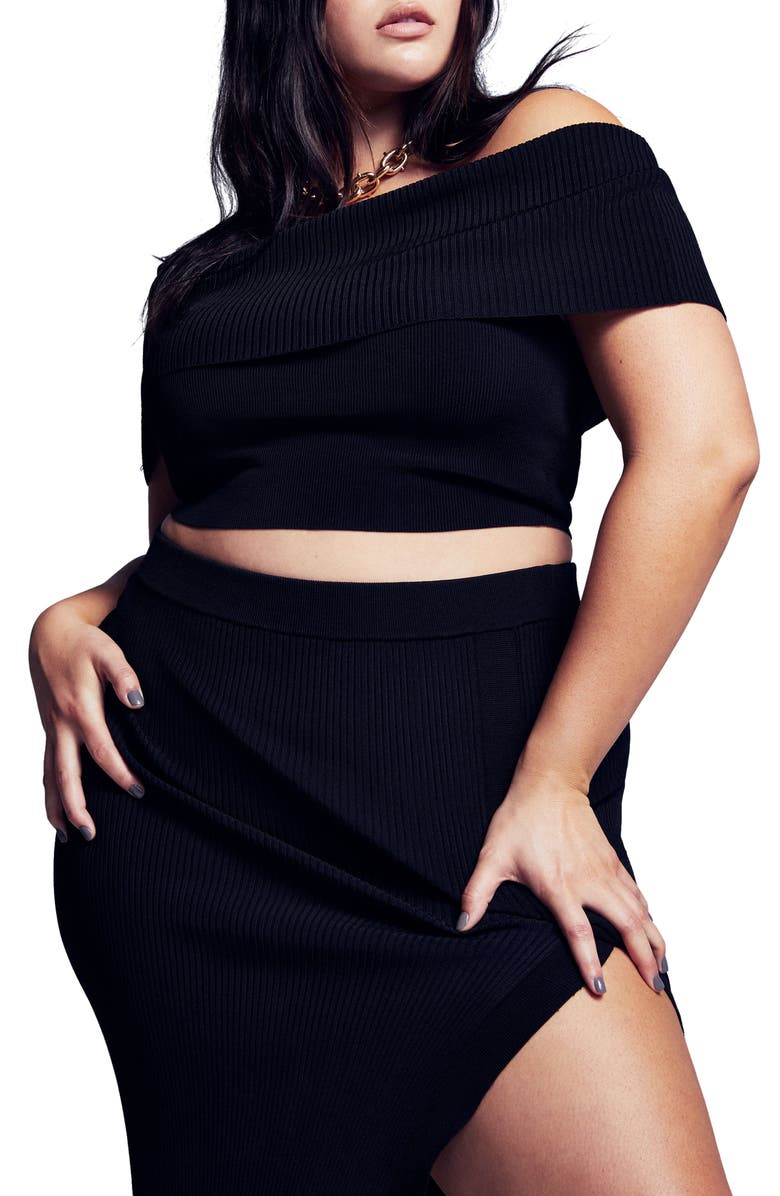 Good American Foldover Rib Crop Top, Alternate, color, 