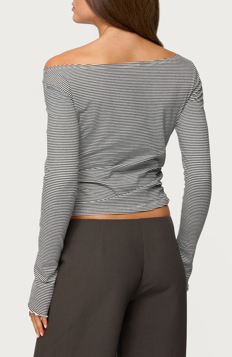 EDIKTED Lenya Stripe Off the Shoulder Top, Alternate, color,