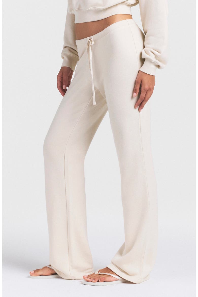 Drapey French Terry Straight Leg Pants, Alternate, color, BUFF