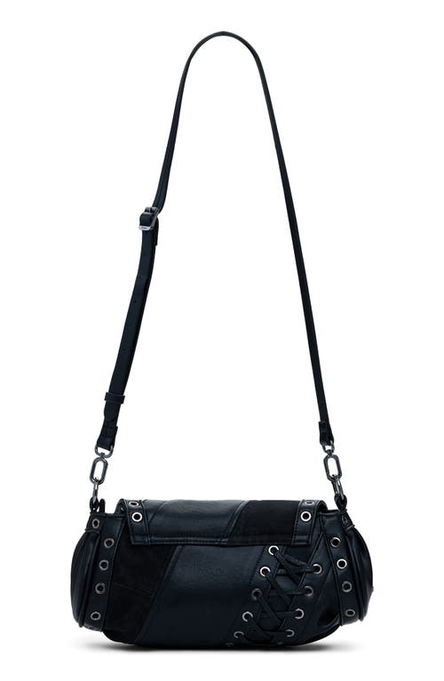 Desigual Grommet Trim Faux Leather Shoulder Bag In Black