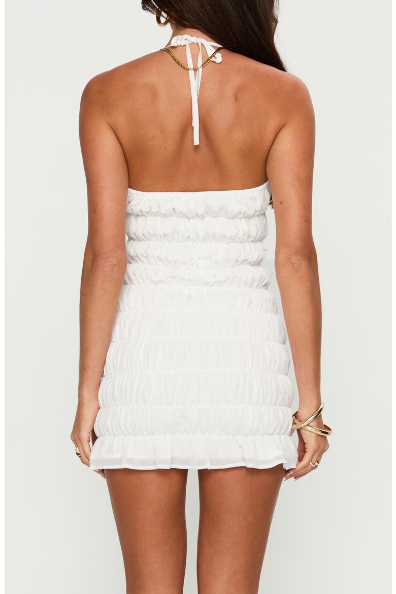 Bohemienne Shirred Halter Minidress, Alternate, color, WHITE