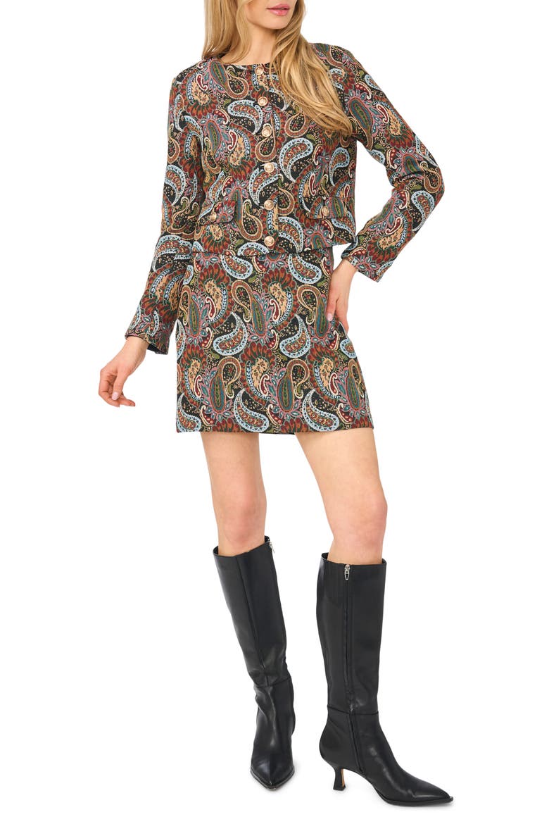 Paisley Collarless Jacket, Main, color, CLASSIC NAVY