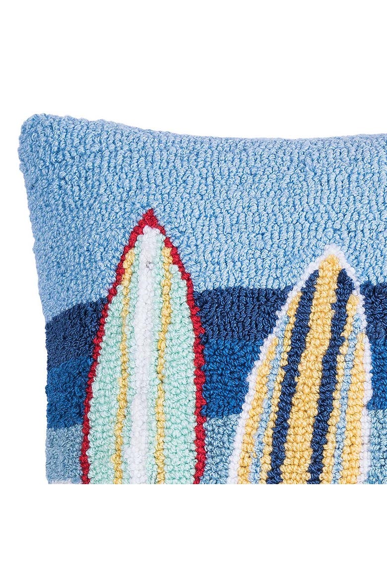 Surfboard Team Small Petite Mini Hooked Accent Pillow 12" x 16", Alternate, color, Blue