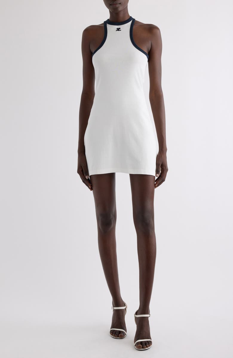 Courrèges Contrast Trim Knit Scuba Minidress, Main, color,