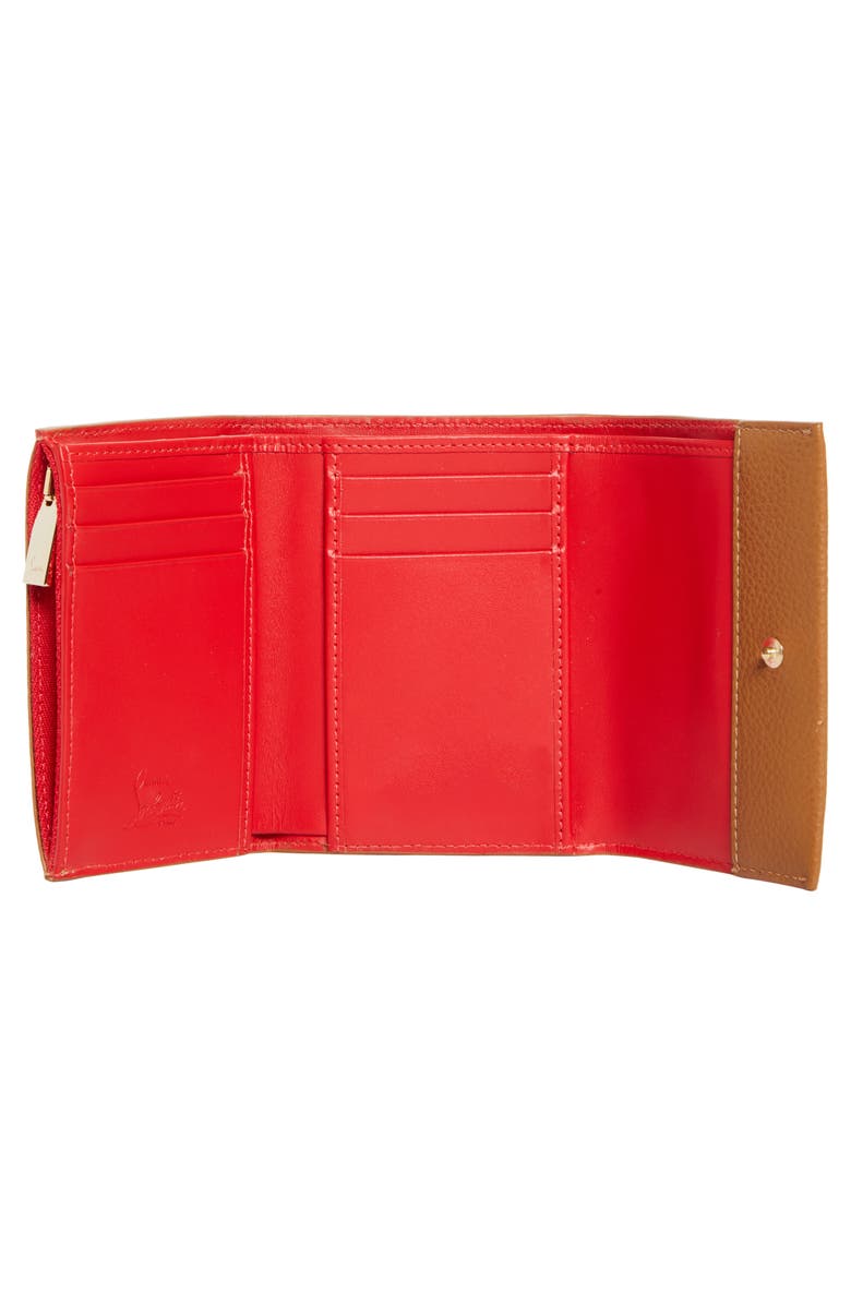 Christian Louboutin Mooncrest Compact Leather Trifold Wallet, Alternate, color, Cuoio