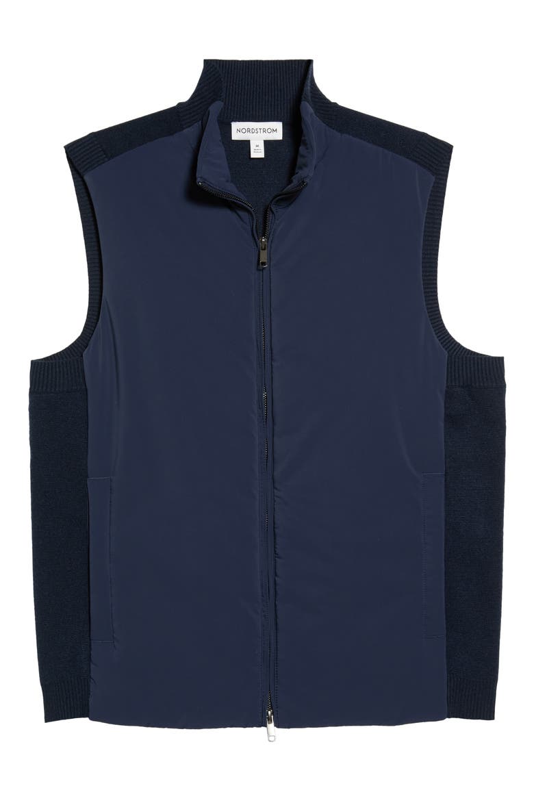 Mixed Media Insulated Knit Vest, Main, color, NAVY SAPPHIRE