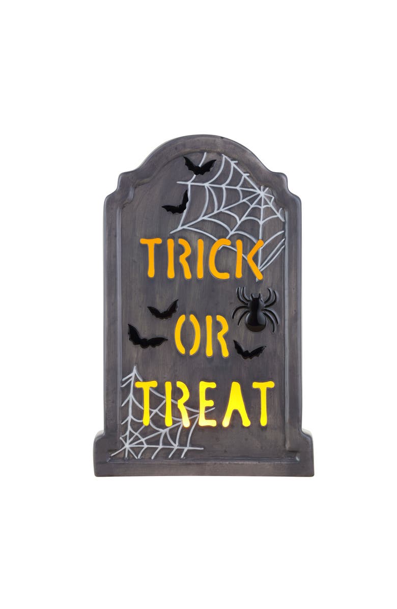 Mr. Halloween 10 in. Ceramic LED Tombstone -Trick or Treat, Main, color, Multicolor