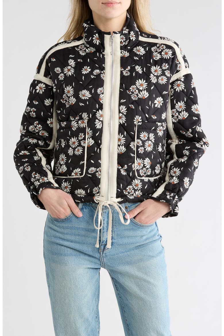 Cropped Quilted Jacket, Main, color, FLOWER BOX