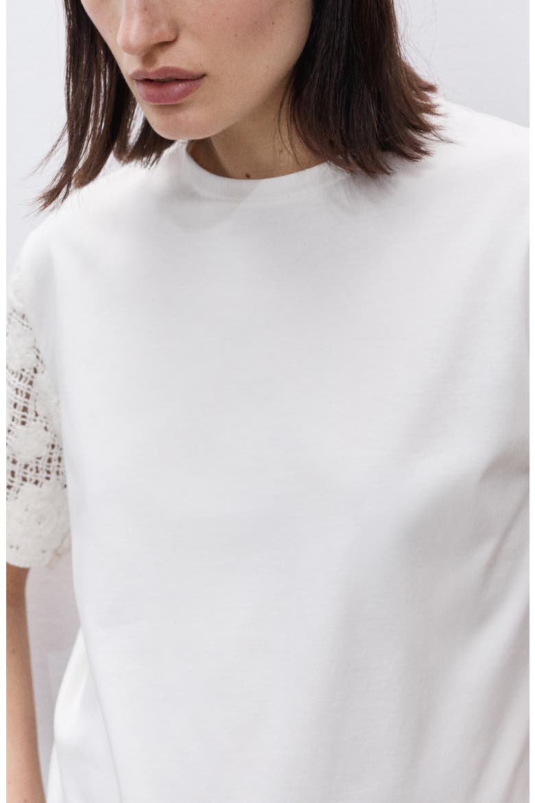 Open Stitch Trim Maternity T-Shirt, Alternate, color, WHITE