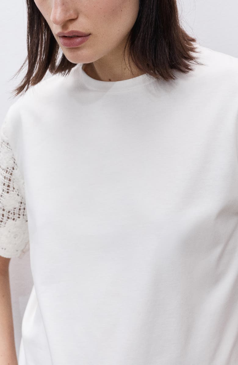 MANGO Open Stitch Trim Maternity T-Shirt, Alternate, color, White