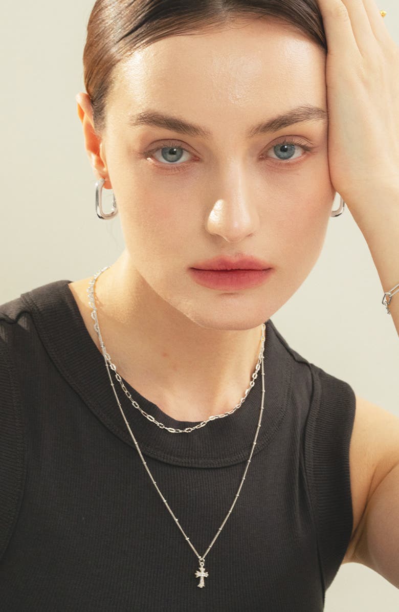 Bearfruit Jewelry Sterling Silver 18k Gold Plated Celine Chain Necklace, Alternate, color, Silver