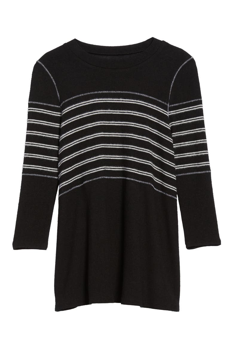Stripe Panel Sweater, Alternate, color, BLACK- WHITE STRIPE