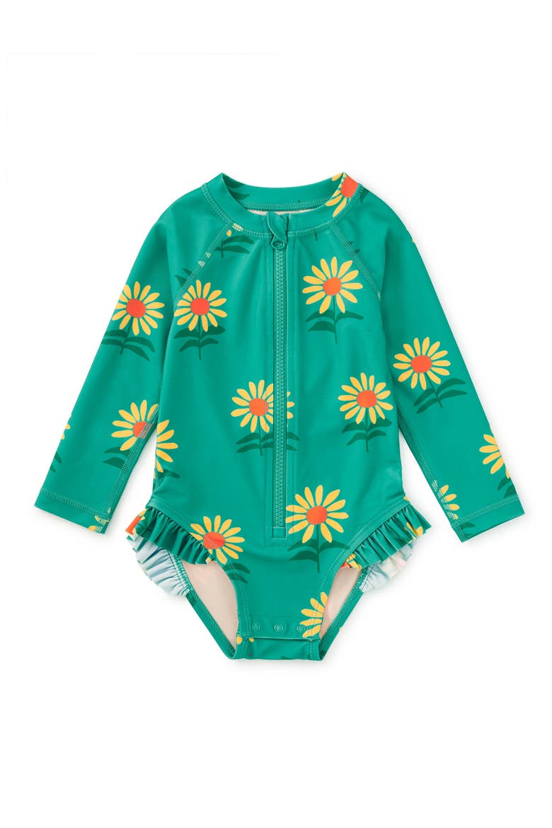 Rash Guard Baby Swimsuit, Main, color, Sunflowers