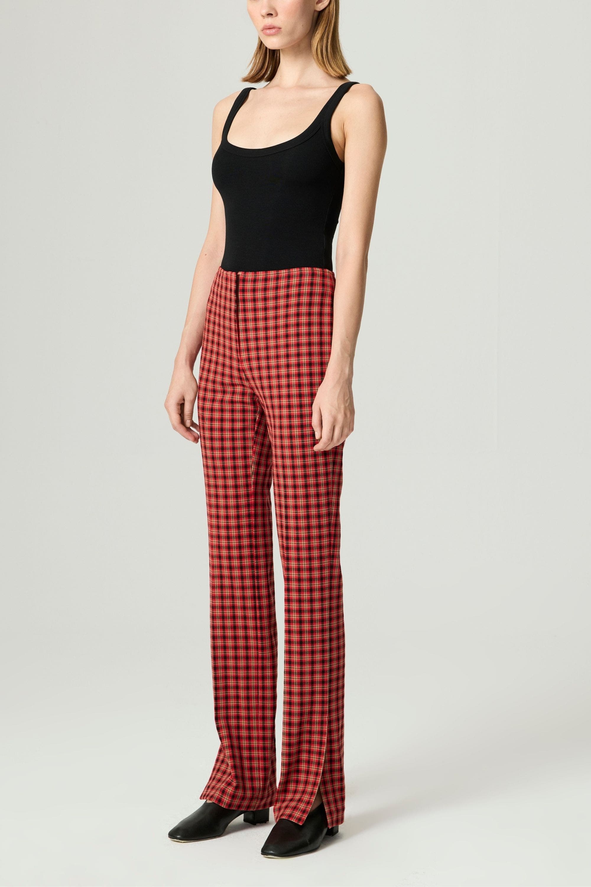 Plaid Slit-Hem Pants - image 2