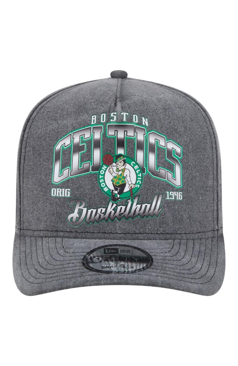New Era Men's New Era Charcoal Boston Celtics Throwback Washed Pre-Curved 9FIFTY Snapback Hat, Alternate, color, Charcoal