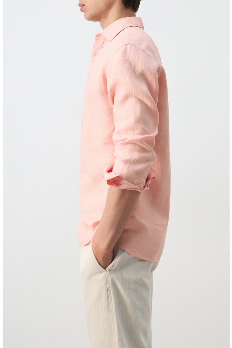 Long Sleeve Linen Polo Shirt, Alternate, color, SALMON