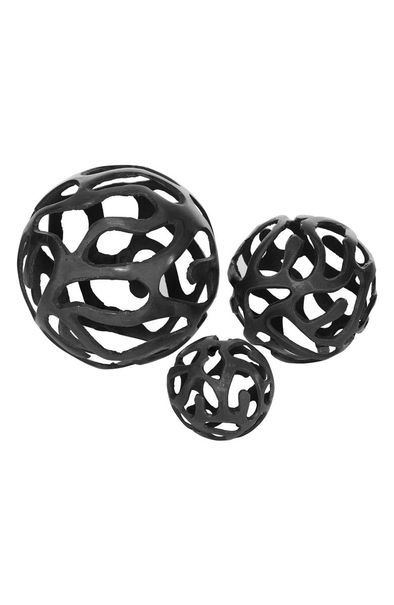 VIVIAN LUNE HOME Brass Aluminum Contemporary Geometric Sculpture - Set of 3, Alternate, color, Brass