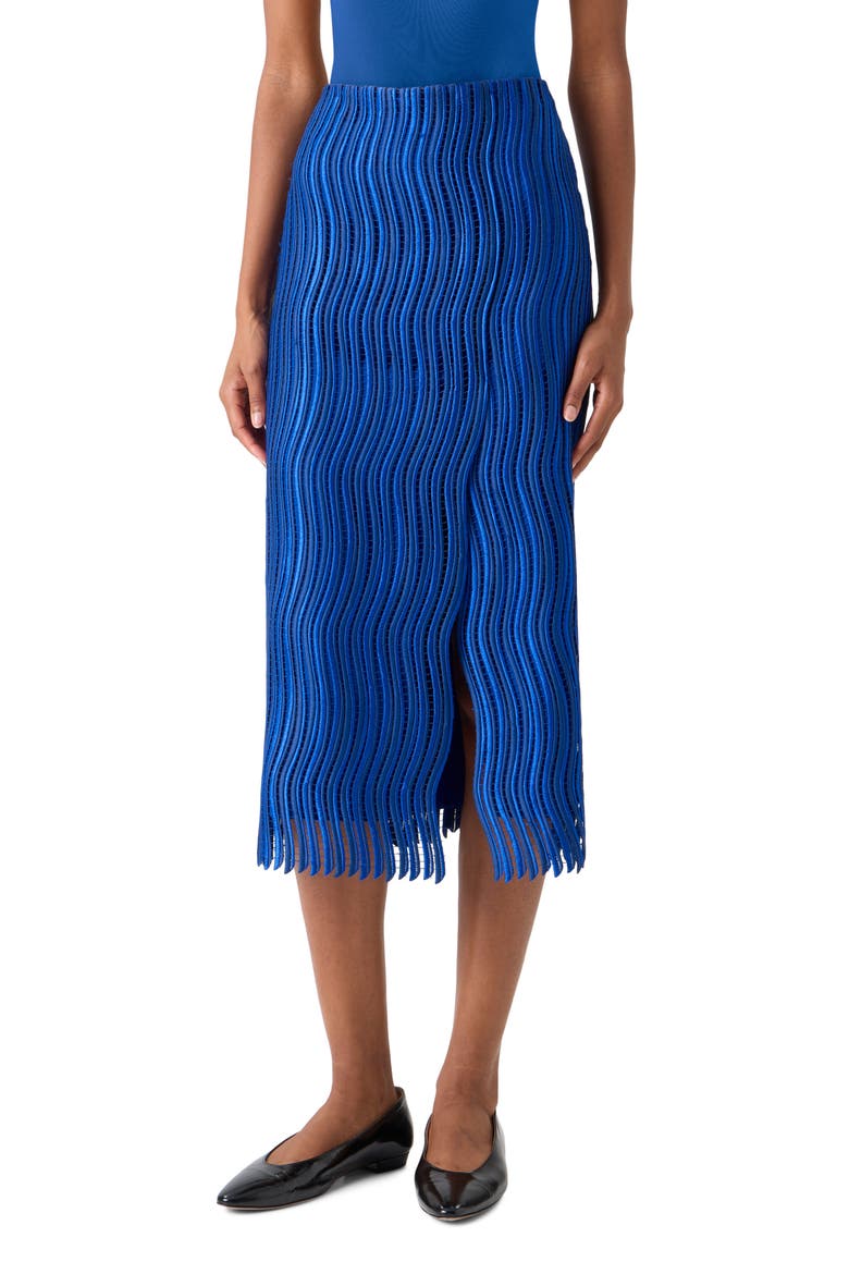 Techno Lace Midi Skirt, Main, color, LAPIS BLUE
