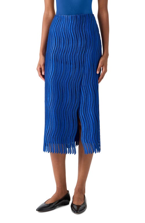 Akris Techno Lace Midi Skirt In Blue
