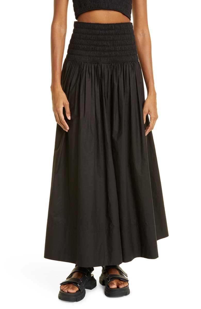 A.L.C. Catalina Smocked Waist Cotton Maxi Skirt, Main, color,