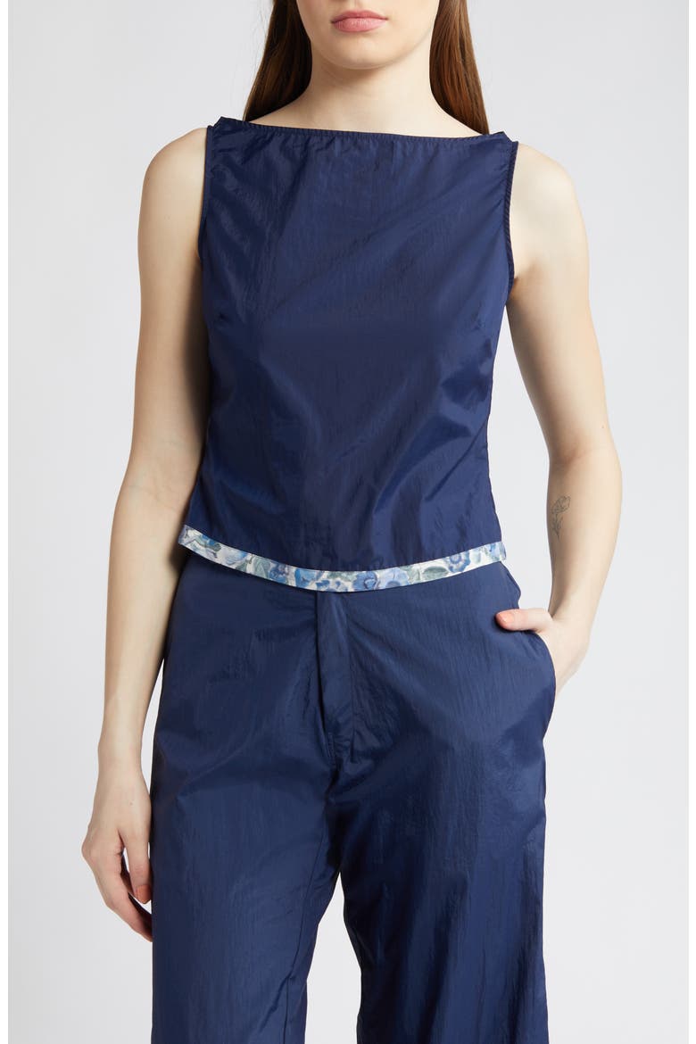 x Liberty London Heidi Rose Print Trim Nylon Top (Nordstrom Exclusive), Main, color, NAVY / HEIDI ROSE BLUE