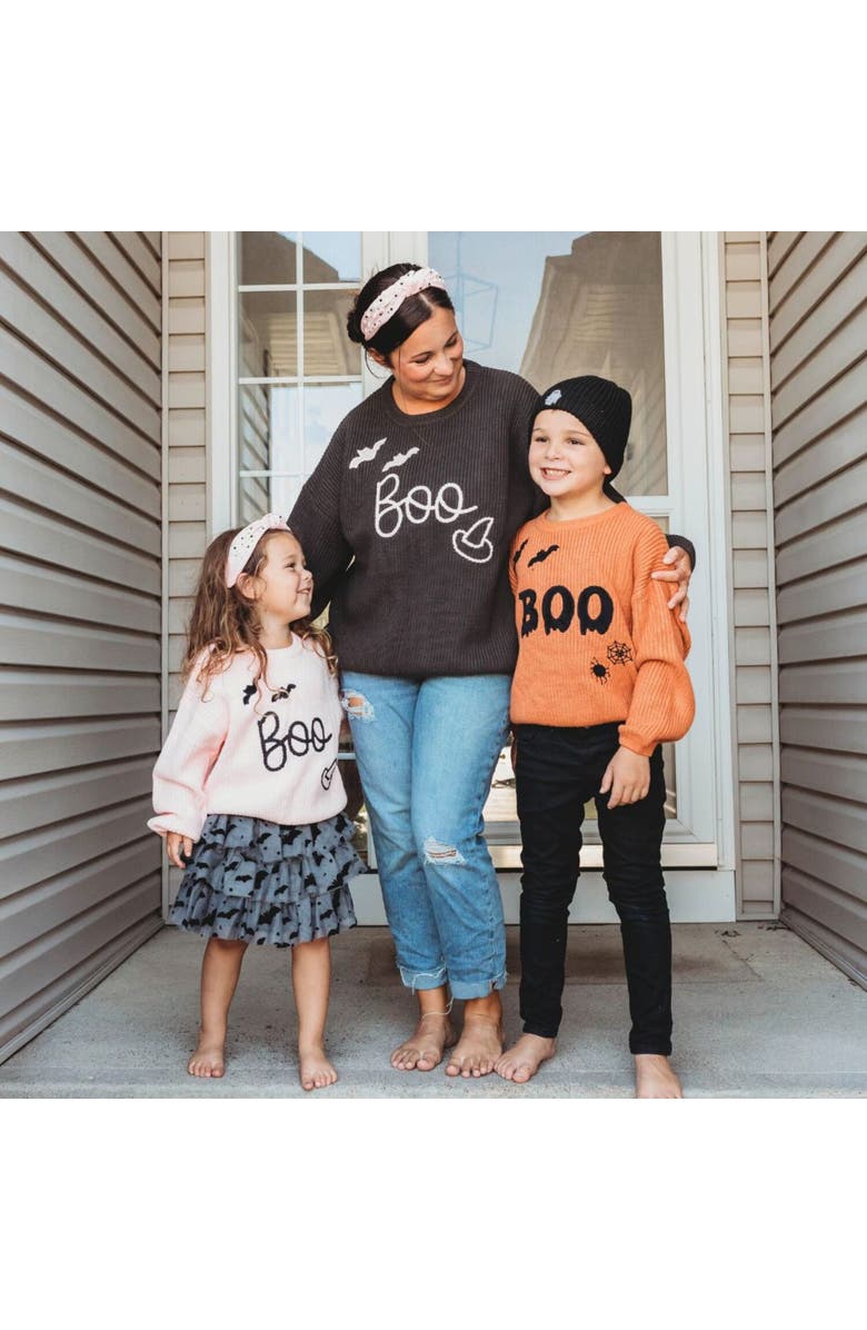 Sweet Wink Boo Bat Halloween Knit Women's Sweater, Alternate, color, 