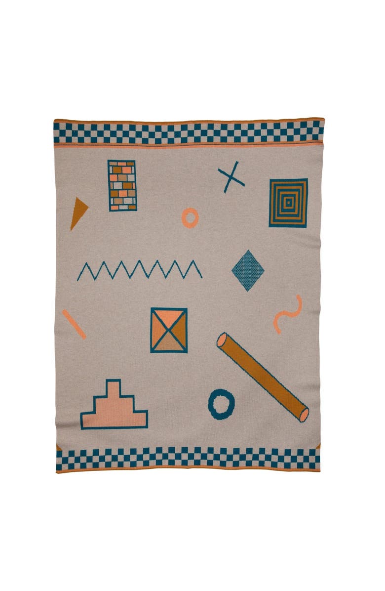 Biquette Shapes Knit Throw Blanket, Main, color, Secondary