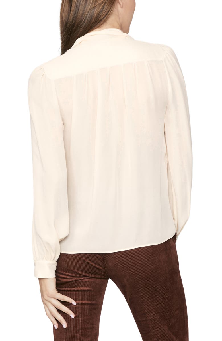 PAIGE Kirstie V-Neck Tie Silk Blouse, Alternate, color, Antique White