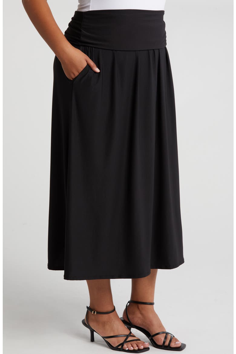 Foldover Maxi Skirt, Alternate, color, BLACK