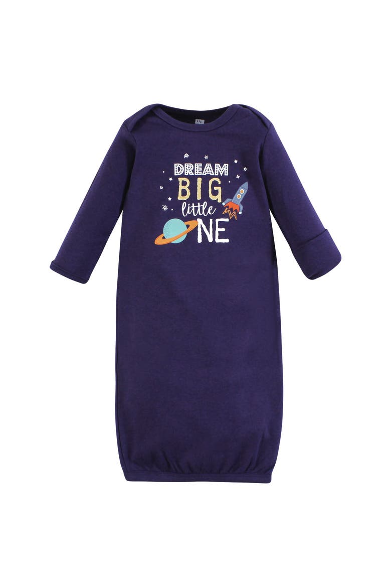 Newborn Layette Collection Gown, Swaddle & Choice of Headwear, Alternate, color, Solar System