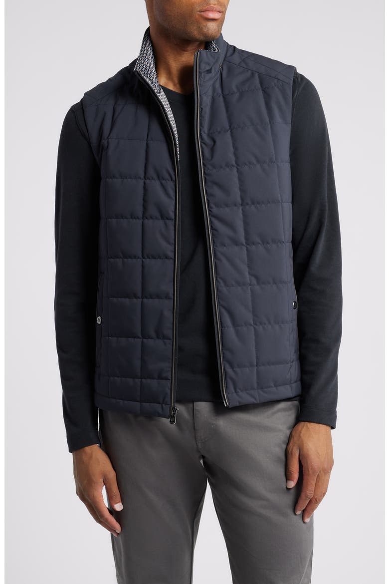 Box Quilt Vest, Main, color, NAVY