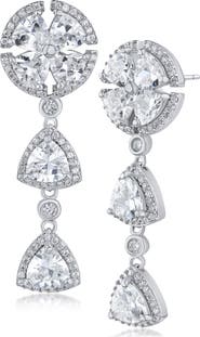 CZ by Kenneth Jay Lane Trillion Cut Cubic Zirconia Linear Drop Earrings