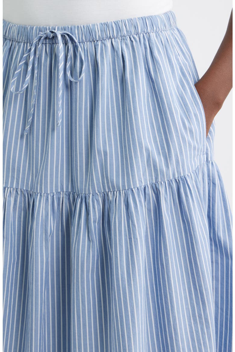 Striped Drop Waist Poplin Midi Skirt, Alternate, color, BLUE BEYOND CORA STRIPE