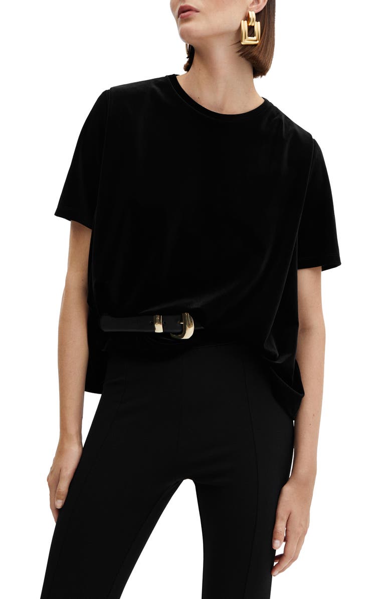 MANGO Xluri Stretch Velvet T-Shirt, Main, color,