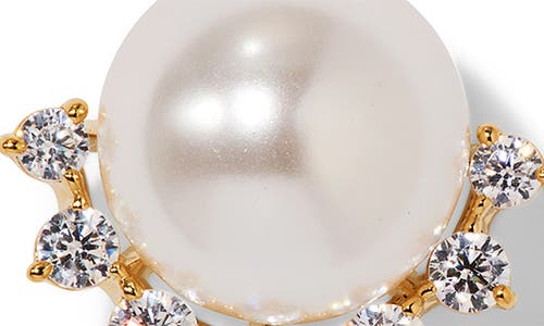 Nadri Faux Pearl Stud Earrings In Metallic