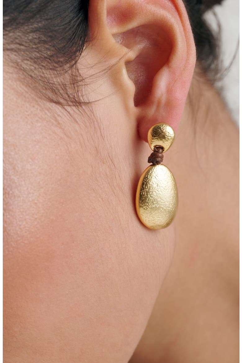 Peggy Smooth Pebble Cord Drop Earrings, Alternate, color, GOLD TONE BROWN